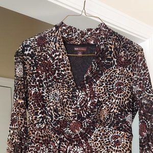 Multi colored (brown/black) ladies' v neck dress shirt